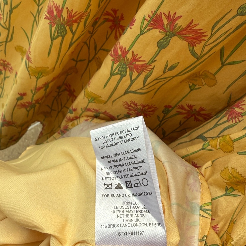 Anthropologie Hutch Sleeveless Smocked Midi Dress Gold Floral Ruffles Pockets L - Picture 11 of 16